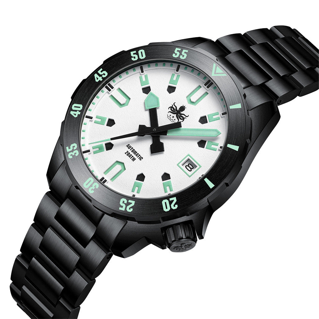 時計 Phoibos automatic PHOIBOS APOLLO DLC 200M Automatic Diver With Matte White Dial
