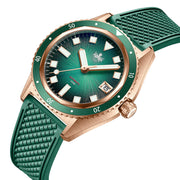 PHOIBOS Argo Bronze Automatic Dive Watch with Spiral Sunray Green Dial #PY057A