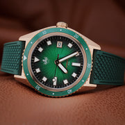 PHOIBOS Argo Bronze Automatic Dive Watch with Spiral Sunray Green Dial #PY057A
