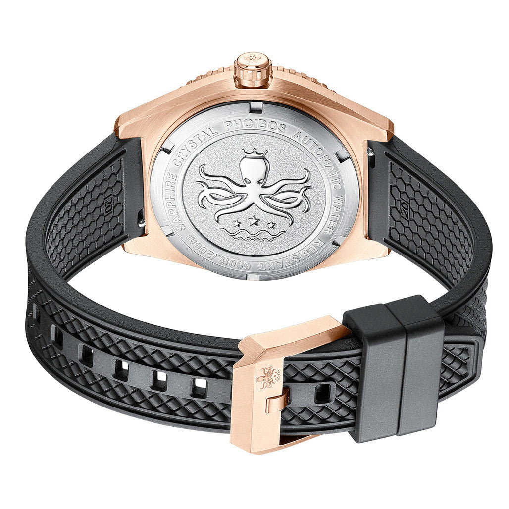 PHOIBOS Argo Bronze Automatic Dive Watch with Spiral Sunray Red