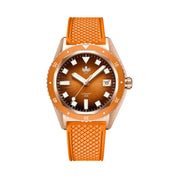 PHOIBOS Argo Bronze Automatic Dive Watch with Spiral Sunray Orange Dial #PY057G