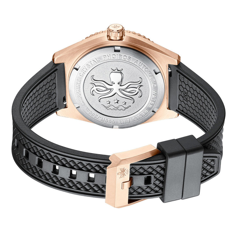 PHOIBOS Argo Bronze Automatic Dive Watch with Spiral Sunray Orange Dial #PY057G