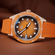 PHOIBOS Argo Bronze Automatic Dive Watch with Spiral Sunray Orange Dial #PY057G