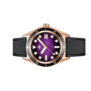 PHOIBOS Argo Bronze Automatic Dive Watch with Spiral Sunray Purple Dial #PY057H