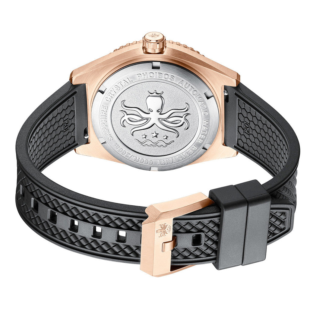 PHOIBOS Argo Bronze Automatic Dive Watch with Spiral Sunray Purple