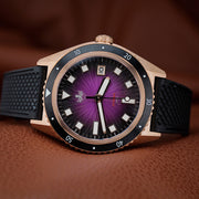 PHOIBOS Argo Bronze Automatic Dive Watch with Spiral Sunray Purple Dial #PY057H