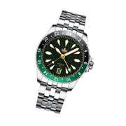 Phoibos Voyager GMT Automatic Watch with Green Aventurine Dial #PY058A