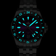 Phoibos Voyager GMT Automatic Watch with Green Aventurine Dial #PY058A