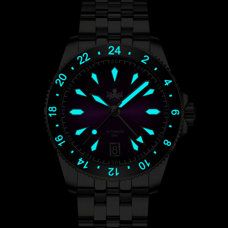 Phoibos Voyager GMT Automatic Watch with Green Aventurine Dial #PY058A