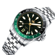 Phoibos Voyager GMT Automatic Watch with Green Aventurine Dial #PY058A