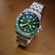 Phoibos Voyager GMT Automatic Watch with Green Aventurine Dial #PY058A