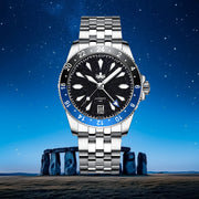 Phoibos Voyager GMT Automatic Watch with Dark Blue Aventurine Dial #PY058B