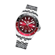 Phoibos Voyager GMT Automatic Watch with Burgundy Sunray Dial #PY058D