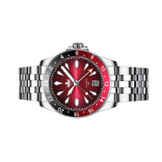 Phoibos Voyager GMT Automatic Watch with Burgundy Sunray Dial #PY058D