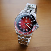 Phoibos Voyager GMT Automatic Watch with Burgundy Sunray Dial #PY058D