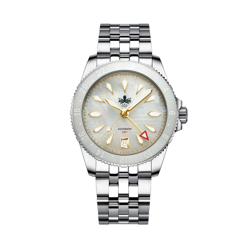 Phoibos Voyager GMT Automatic Watch with White MOP Dial #PY058E