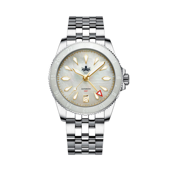 Phoibos Voyager GMT Automatic Watch with White MOP Dial #PY058E