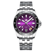 PHOIBOS Voyager GMT 100M Automatic Diver Watch PY058E Royal Purple Sunray #PY058H