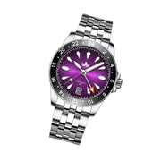PHOIBOS Voyager GMT 100M Automatic Diver Watch PY058E Royal Purple Sunray #PY058H