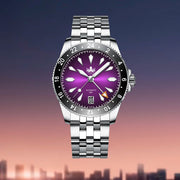 PHOIBOS Voyager GMT 100M Automatic Diver Watch PY058E Royal Purple Sunray #PY058H