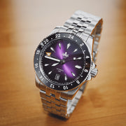 PHOIBOS Voyager GMT 100M Automatic Diver Watch PY058E Royal Purple Sunray #PY058H