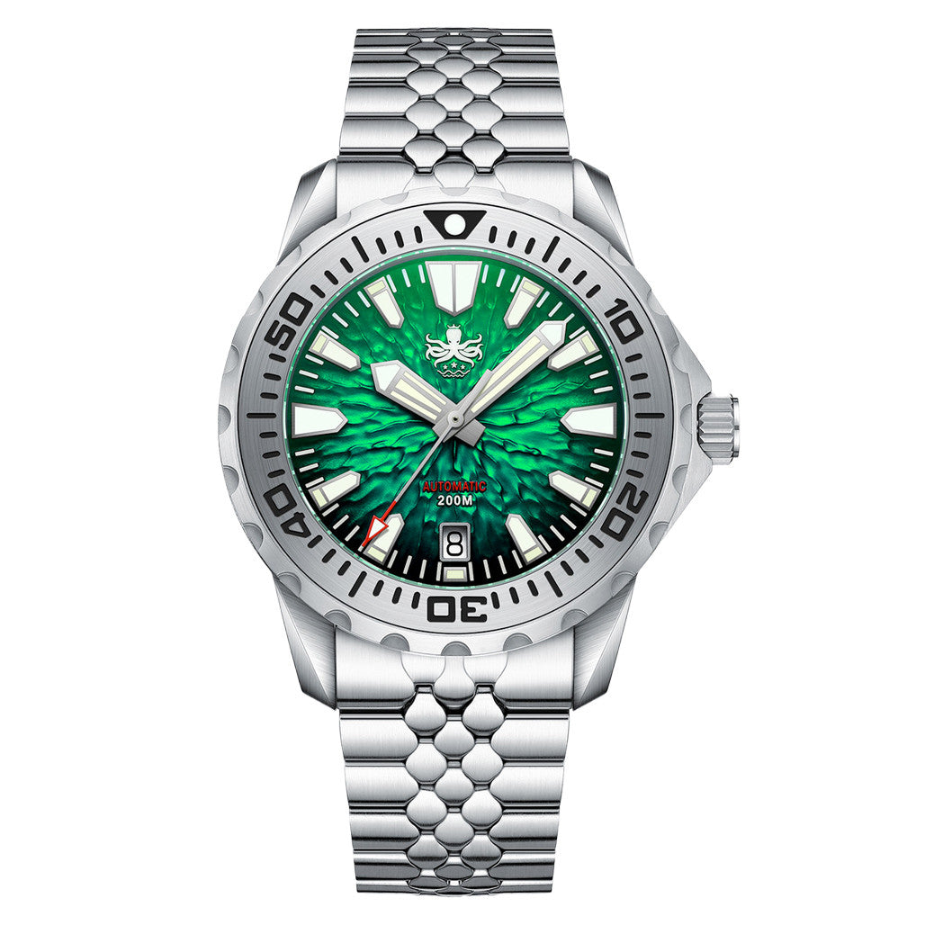 PENTAGON キノ / キュブコン ポラ PHOIBOS KRAKEN Automatic Dive Watch with Tropic Green Dial #PY059A