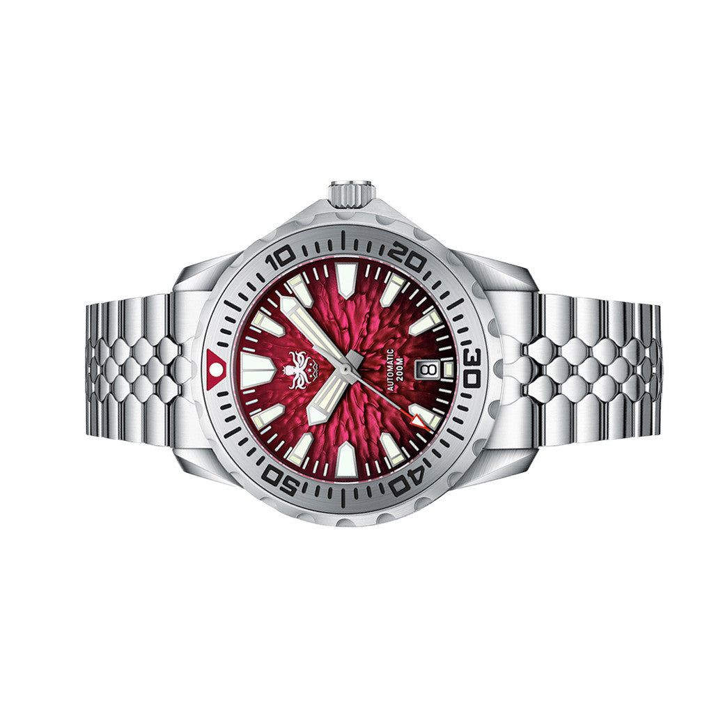 PHOIBOS KRAKEN Automatic Dive Watch with Lava Red Dial #PY059E