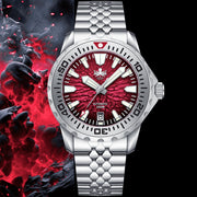 PHOIBOS KRAKEN Automatic Dive Watch with Lava Red Dial #PY059E