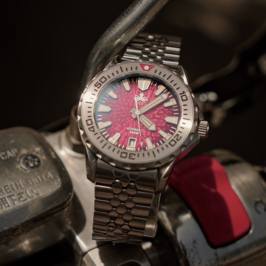 PHOIBOS KRAKEN Automatic Dive Watch with Lava Red Dial #PY059E