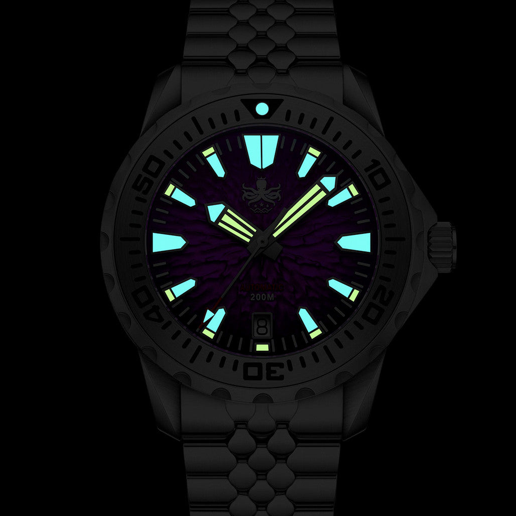 PHOIBOS KRAKEN Automatic Dive Watch with Midnight Purple Dial