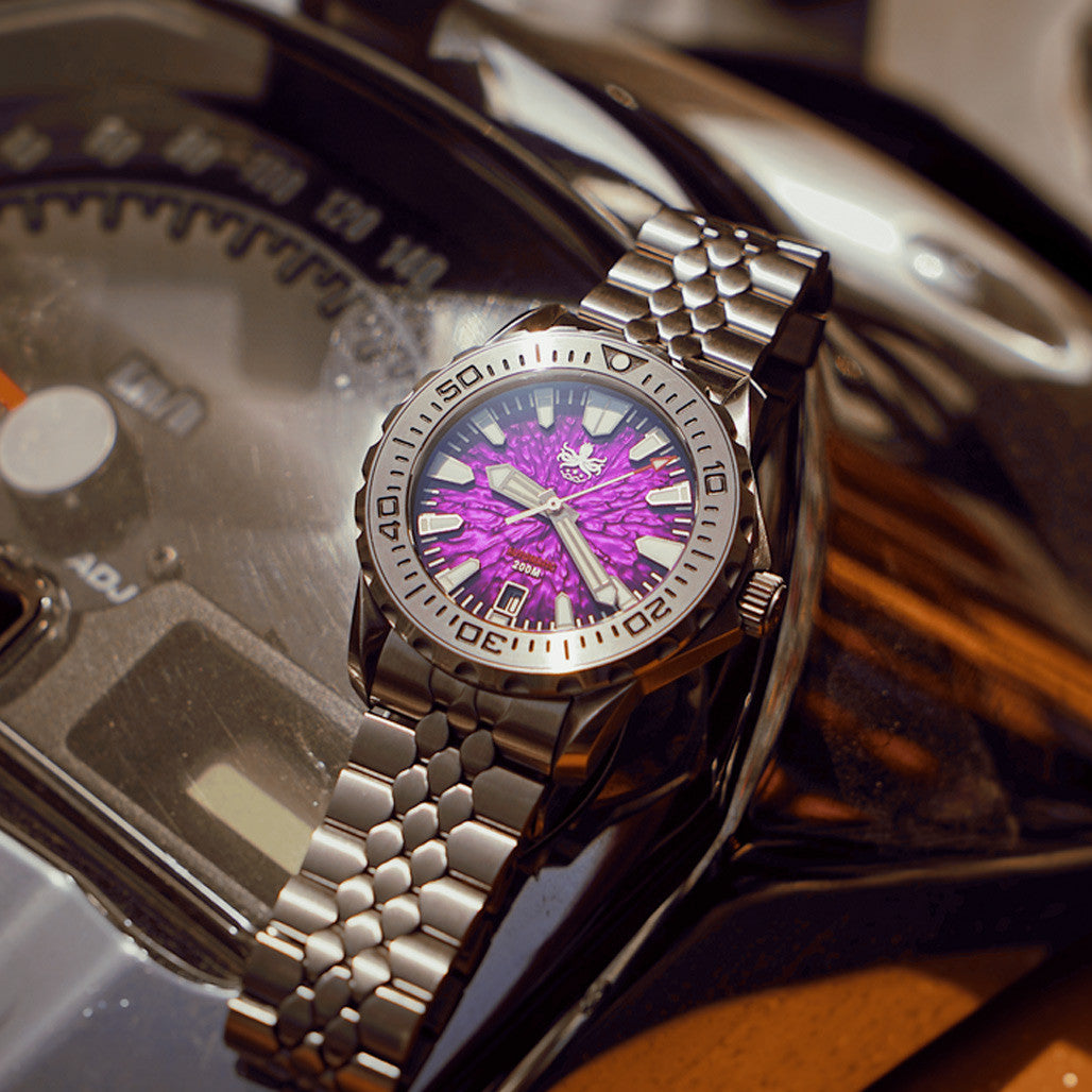 PHOIBOS KRAKEN Automatic Dive Watch with Midnight Purple Dial