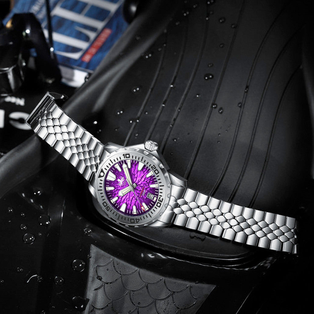 PHOIBOS KRAKEN Automatic Dive Watch with Midnight Purple Dial