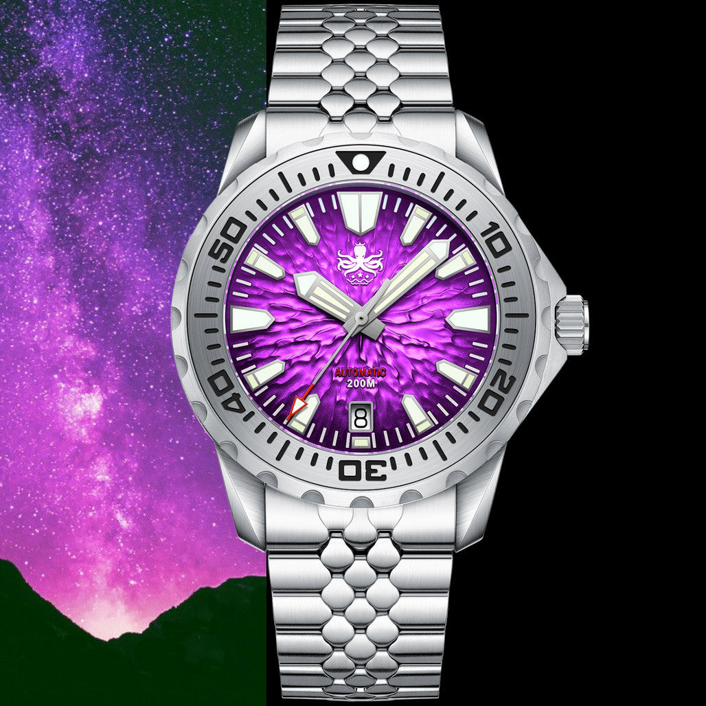 PHOIBOS KRAKEN Automatic Dive Watch with Midnight Purple Dial