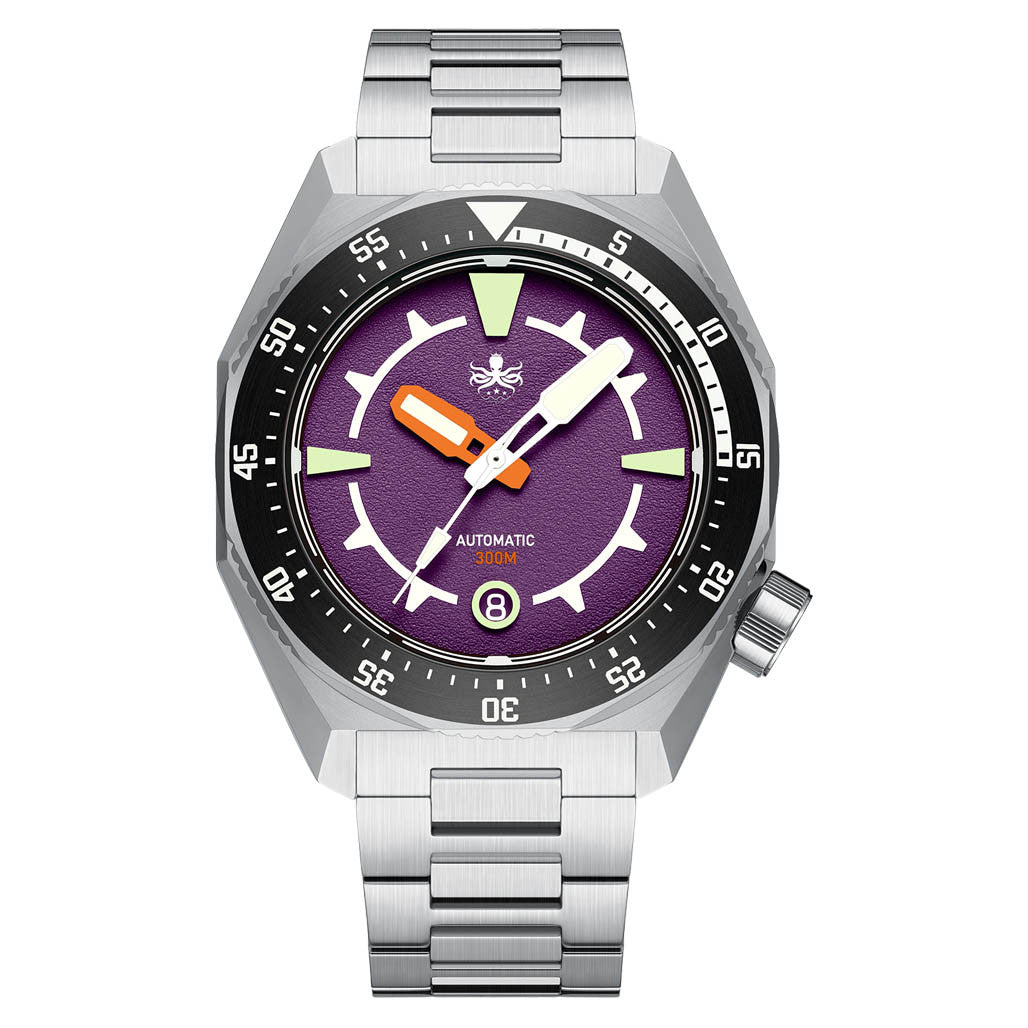 ソフビ MORVLAB ポセイドン Phoibos Depth Hunter 300M Automatic Diver with Purple Dial #PY060H