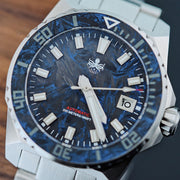 Phoibos Leviathan 40mm Dive Watch with Blue Forged Carbon Fiber #PY062B
