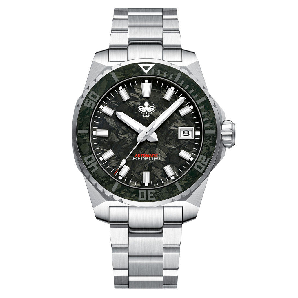 プライド Dynasty Phoibos Leviathan 40mm Dive Watch with Black Forged Carbon Fiber
