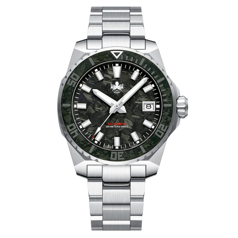 Phoibos Leviathan 40mm Dive Watch with Black Forged Carbon Fiber #PY062C