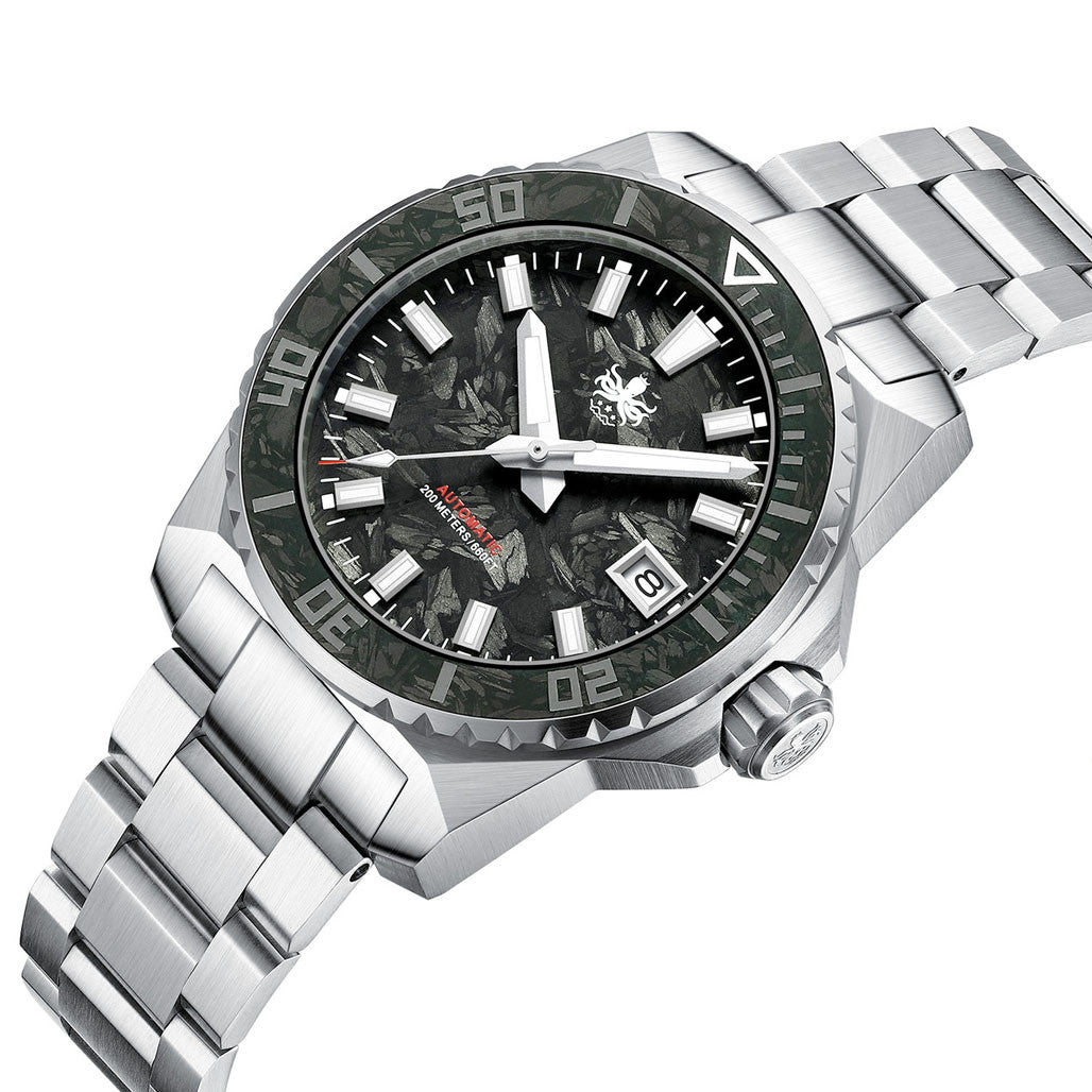 Phoibos Leviathan 40mm Dive Watch with Black Forged Carbon Fiber