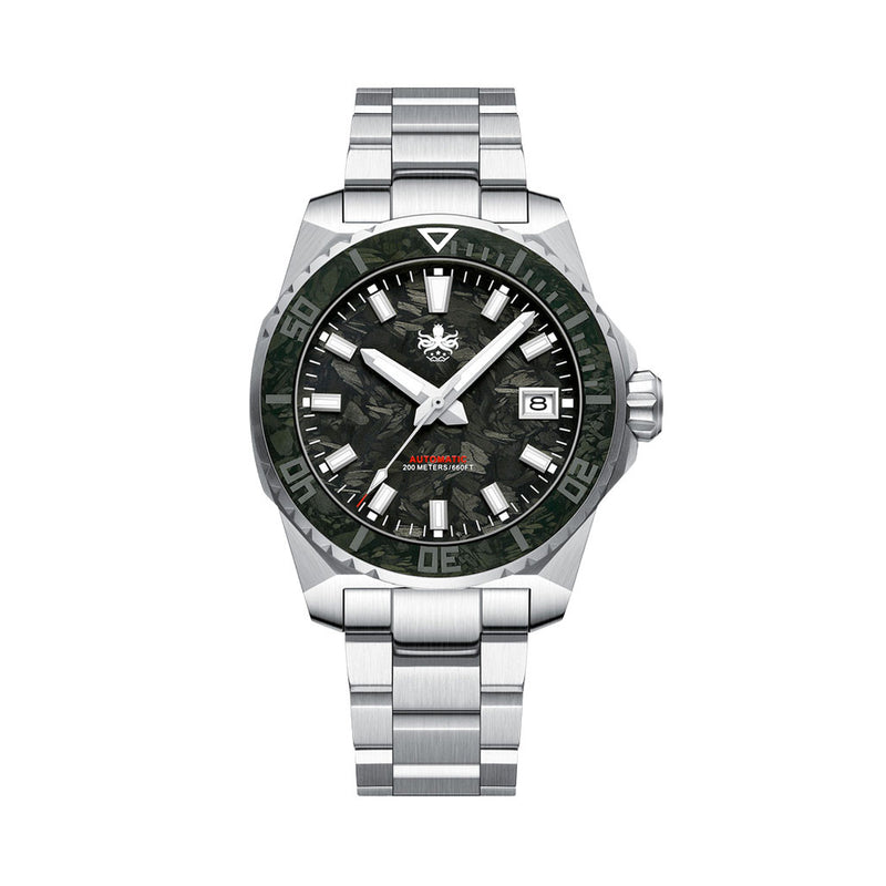 Phoibos Leviathan 40mm Dive Watch with Black Forged Carbon Fiber #PY062C