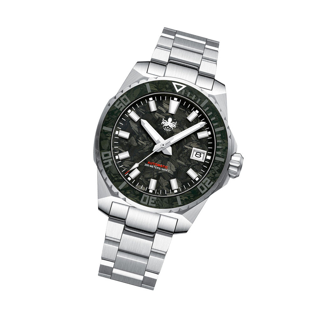 Phoibos Leviathan 40mm Dive Watch with Black Forged Carbon Fiber