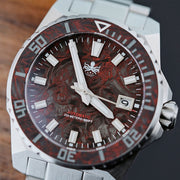 Phoibos Leviathan 40mm Dive Watch with Red Forged Carbon Fiber #PY062D
