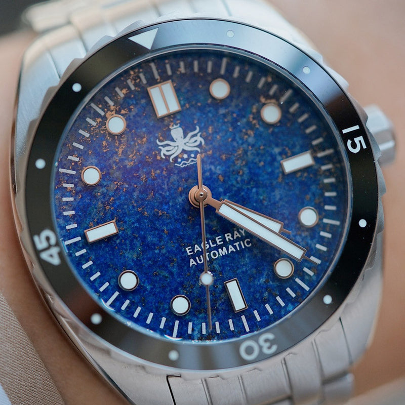 Phoibos Eagle Ray Automatic Diver with Lapis Lazuli Dial #PY065BN