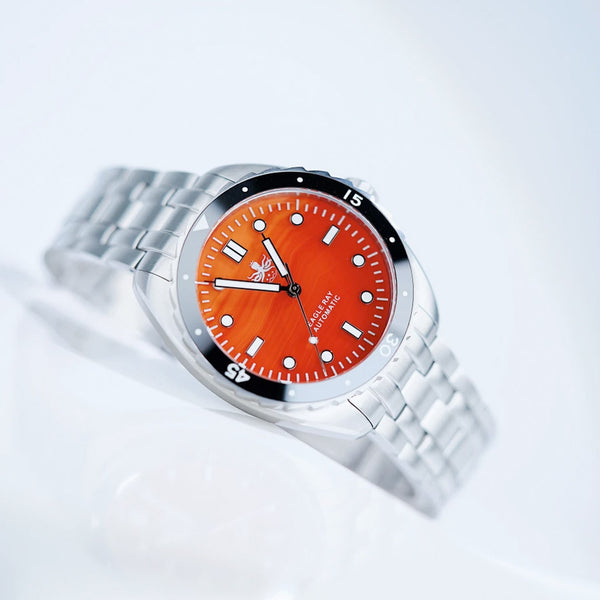 Phoibos Eagle Ray Automatic Diver with Orange Agate Dial #PY065FN