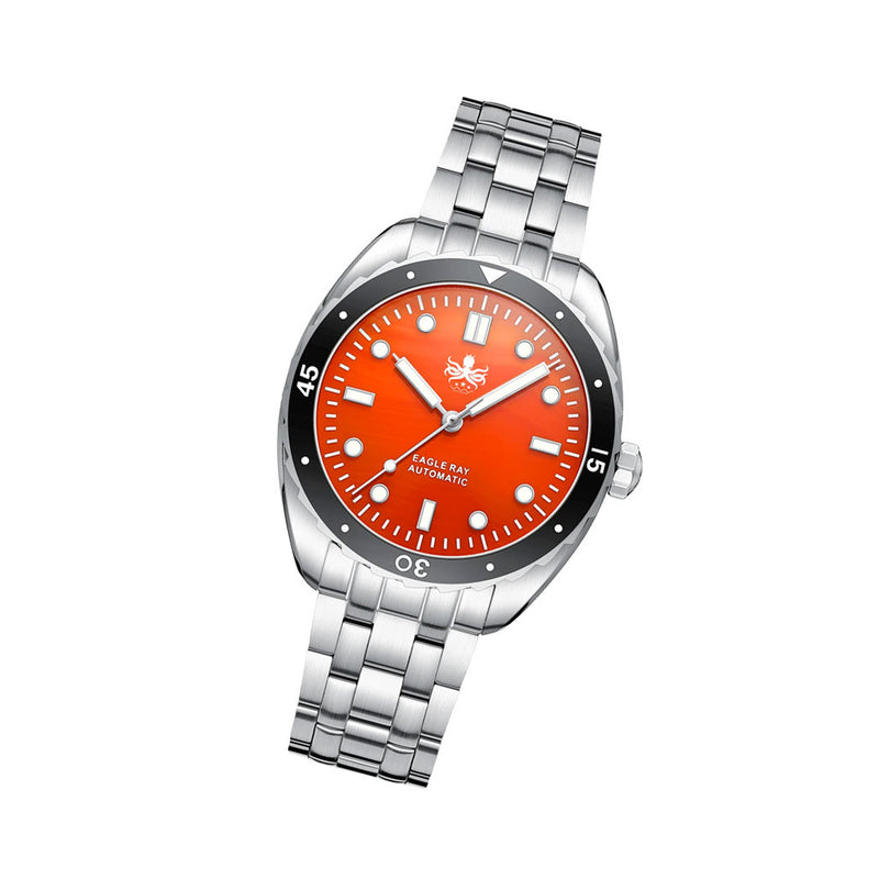 Phoibos Eagle Ray Automatic Diver with Orange Agate Dial #PY065FN