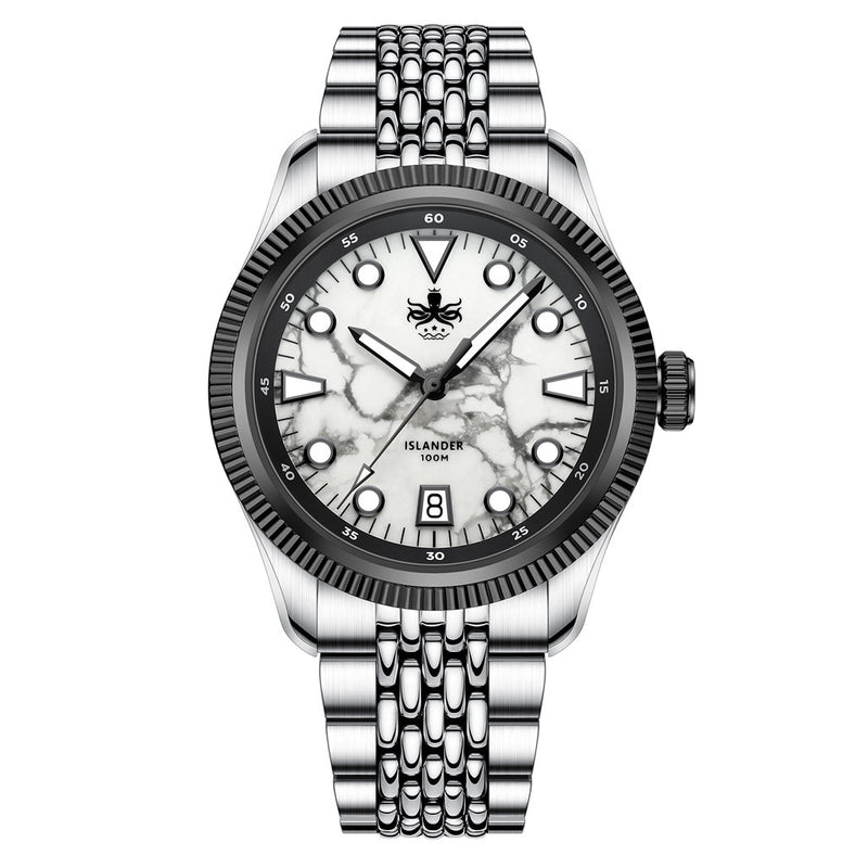 PHOIBOS x ISLANDER Delphinus White Turquoise Dial Watch #PY066-LIW11