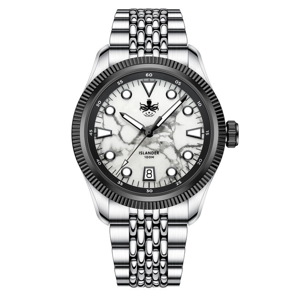 PHOIBOS x ISLANDER Delphinus White Turquoise Dial Watch #PY066-LIW11