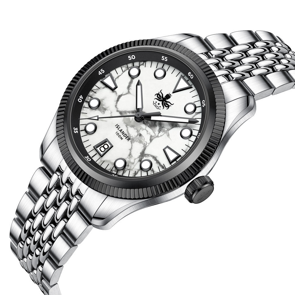 PHOIBOS x ISLANDER Delphinus White Turquoise Dial Watch #PY066