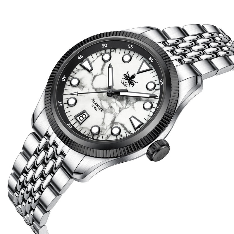 PHOIBOS x ISLANDER Delphinus White Turquoise Dial Watch #PY066-LIW11