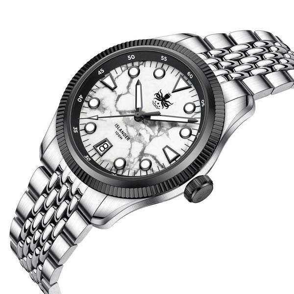 PHOIBOS x ISLANDER Delphinus White Turquoise Dial Watch #PY066-LIW11