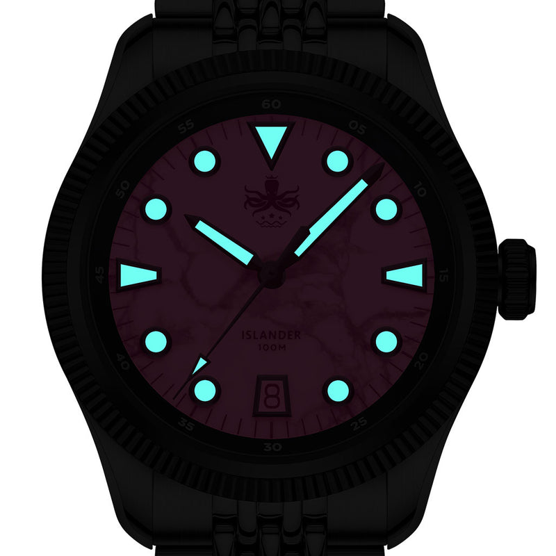 PHOIBOS x ISLANDER Delphinus White Turquoise Dial Watch #PY066-LIW11